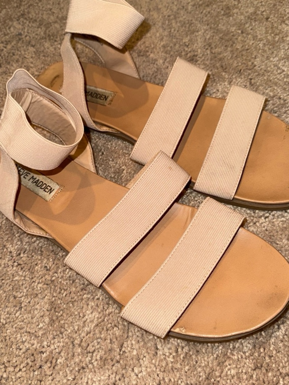 Steve Madden Women's Nude Elastic Strap Sandals